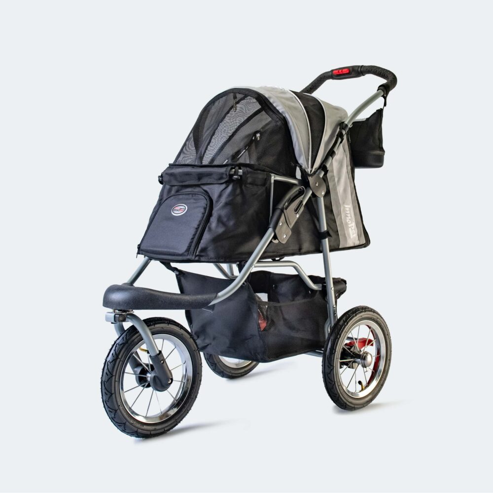 innopet hondenbuggy comfort air eco zwart grijs vooraanzicht