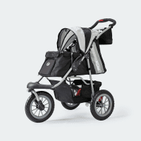 InnoPet Dog Pram Comfort EFA ECO Black Silver Oblique View Mesh Open