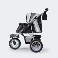 InnoPet Dog Pram Comfort EFA ECO Black Silver Side View Mesh Open
