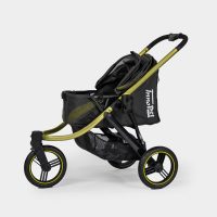 InnoPet Premium Comfort dog stroller in Black with the canopy folded back for easy access.