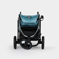 Folded InnoPet Premium Comfort dog stroller in Light Blue for compact storage and transport.