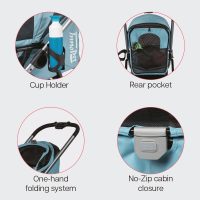 The InnoPet Premium Comfort is the best dog buggy for dogs weighing up to 25kg. It features a high push bar, is easy to fold and has an aluminium frame. The best dog buggy for running.