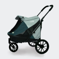 InnoPet Noah Lagoon Green and Grey pet stroller with all terrain wheels that doubles as a travel crate and bike trailer for small dogs