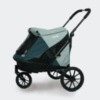 InnoPet Noah Lagoon Green and Grey pet stroller with all terrain wheels that doubles as a travel crate and bike trailer for small dogs