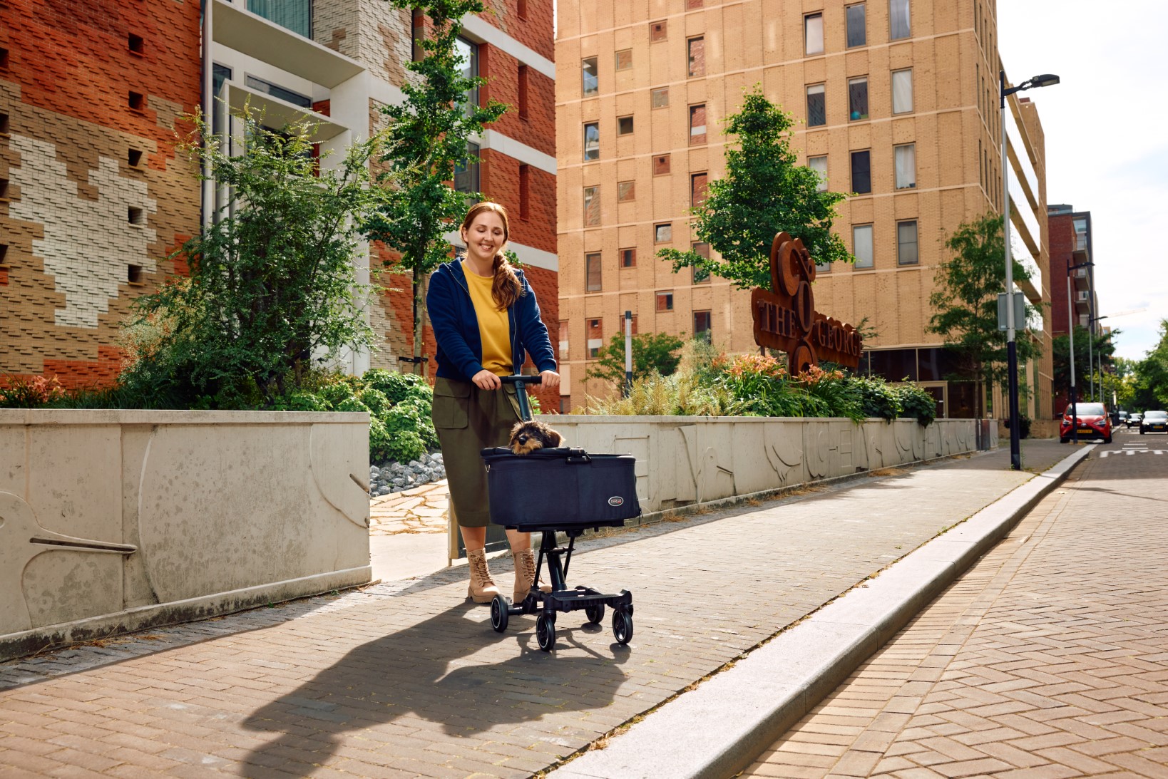 InnoPet city hopper dog pram in city with couple