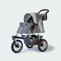 InnoPet Dog Pram Comfort Air Eco Grey Oblique View Mesh Open