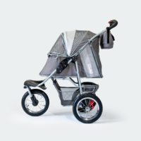 InnoPet Dog Pram Comfort Air Eco Grey Side View Mesh Closed