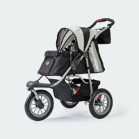 InnoPet Dog Pram Comfort EFA ECO Black Silver Oblique View Mesh Open