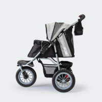 InnoPet Dog Pram Comfort EFA ECO Black Silver Side View Mesh Open