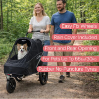 The InnoPet Sporty EVR is a dog stroller and bike trailer for dogs with puncture-proof rubber tyres