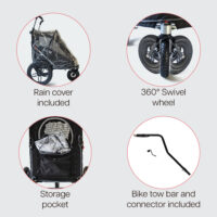 The InnoPet Sporty EVR is a dog stroller and bike trailer for dogs with puncture-proof rubber tyres